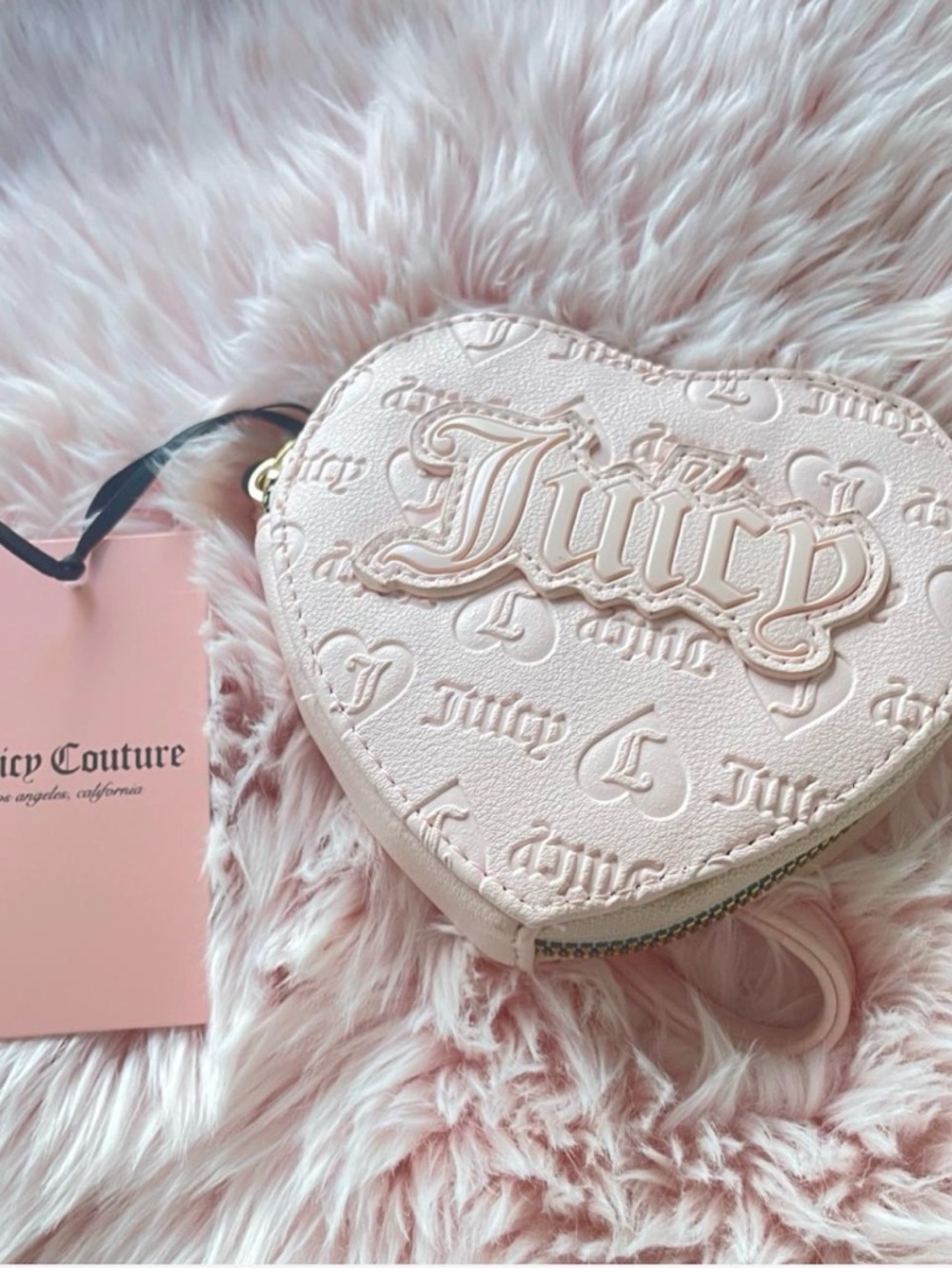 Juicy Couture Pale Pink Embossed Heart Mini Bag
